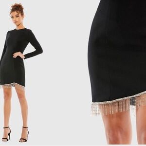 Elegant Black Dress with Fringe Detail